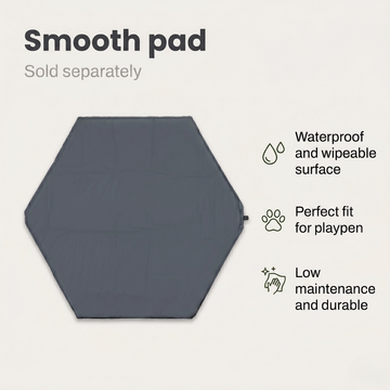 Smooth pad for the dog play tent, gray hexagon fabric liner