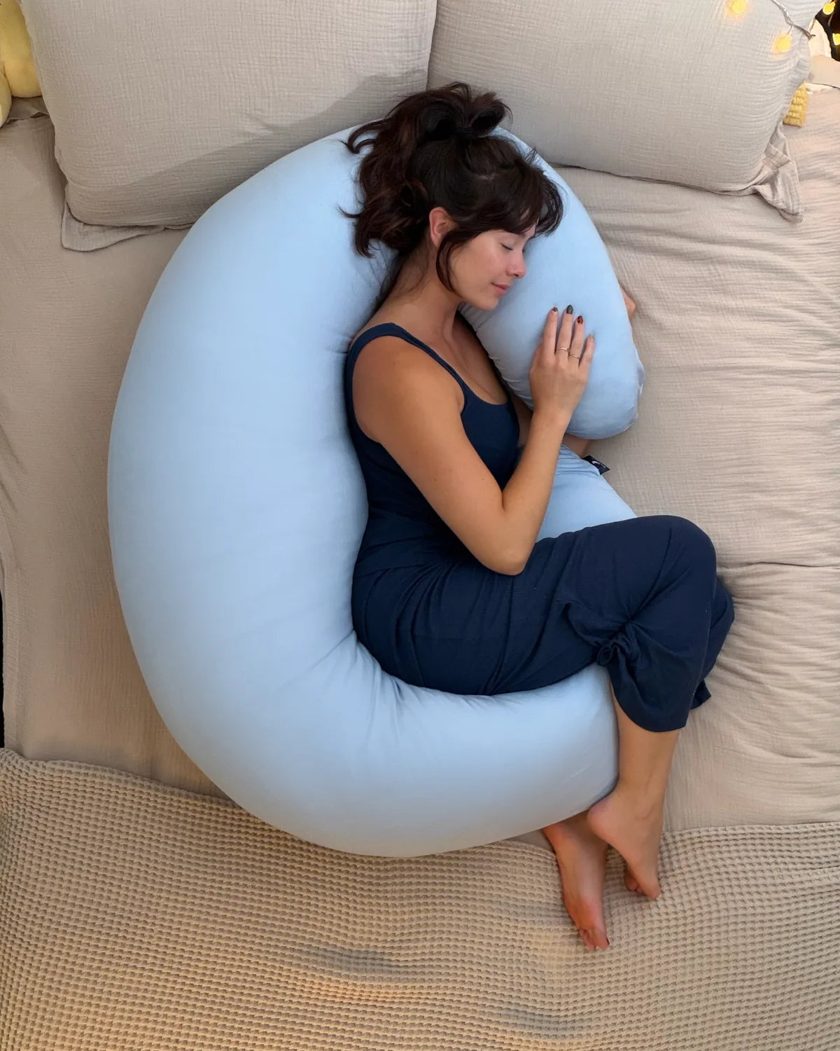 SnuggleMoon body pillow in Lunair Sky Blue cover – view 3