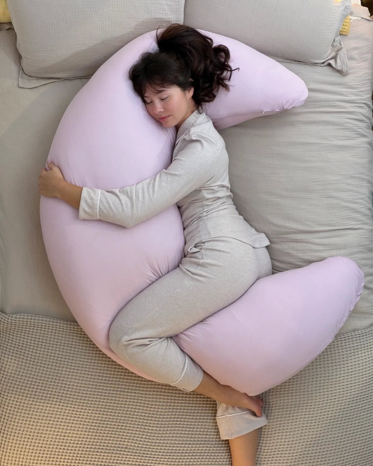 SnuggleMoon body pillow in Lunair Baby Pink cover – view 1