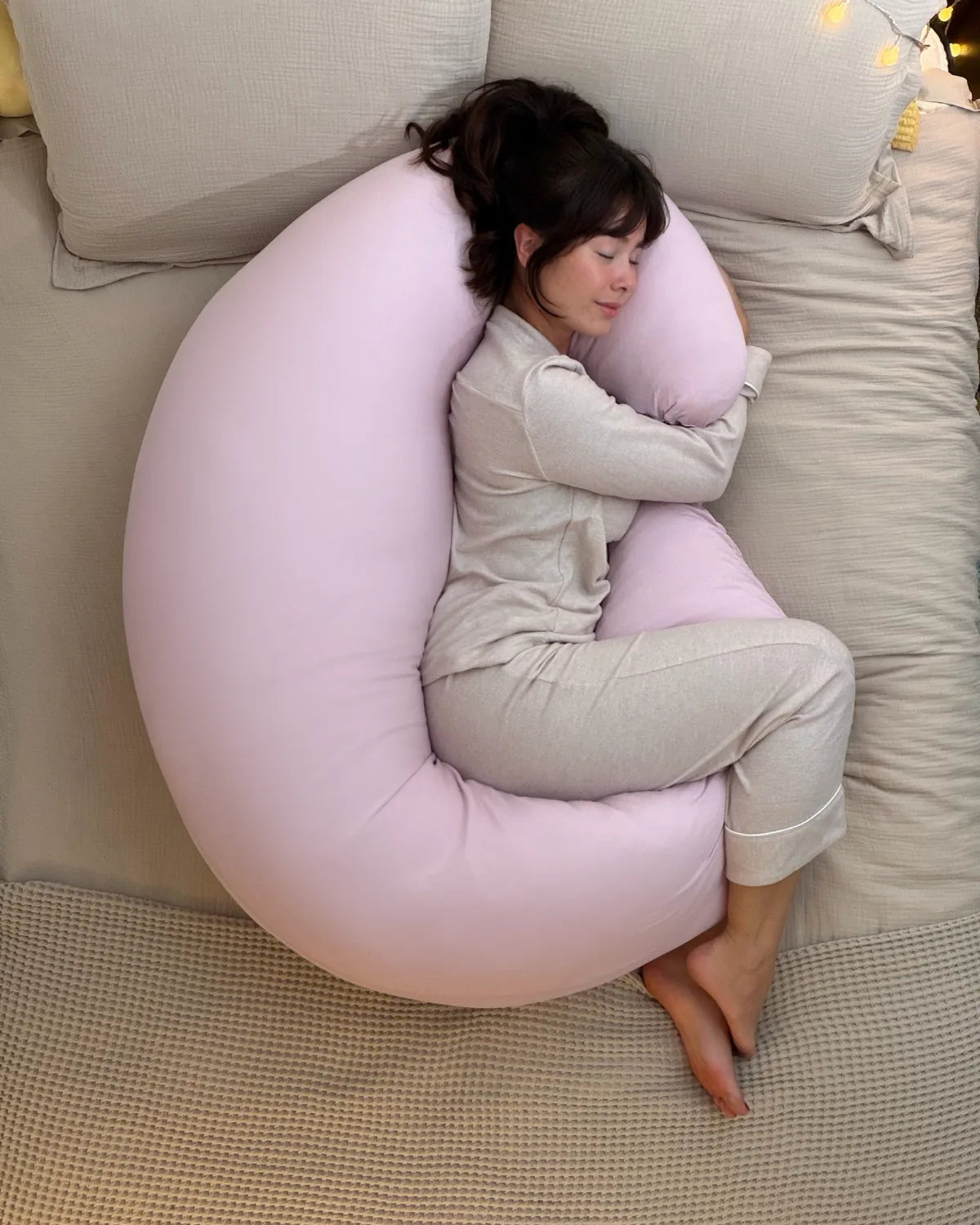 SnuggleMoon body pillow in Lunair Baby Pink cover – view 3