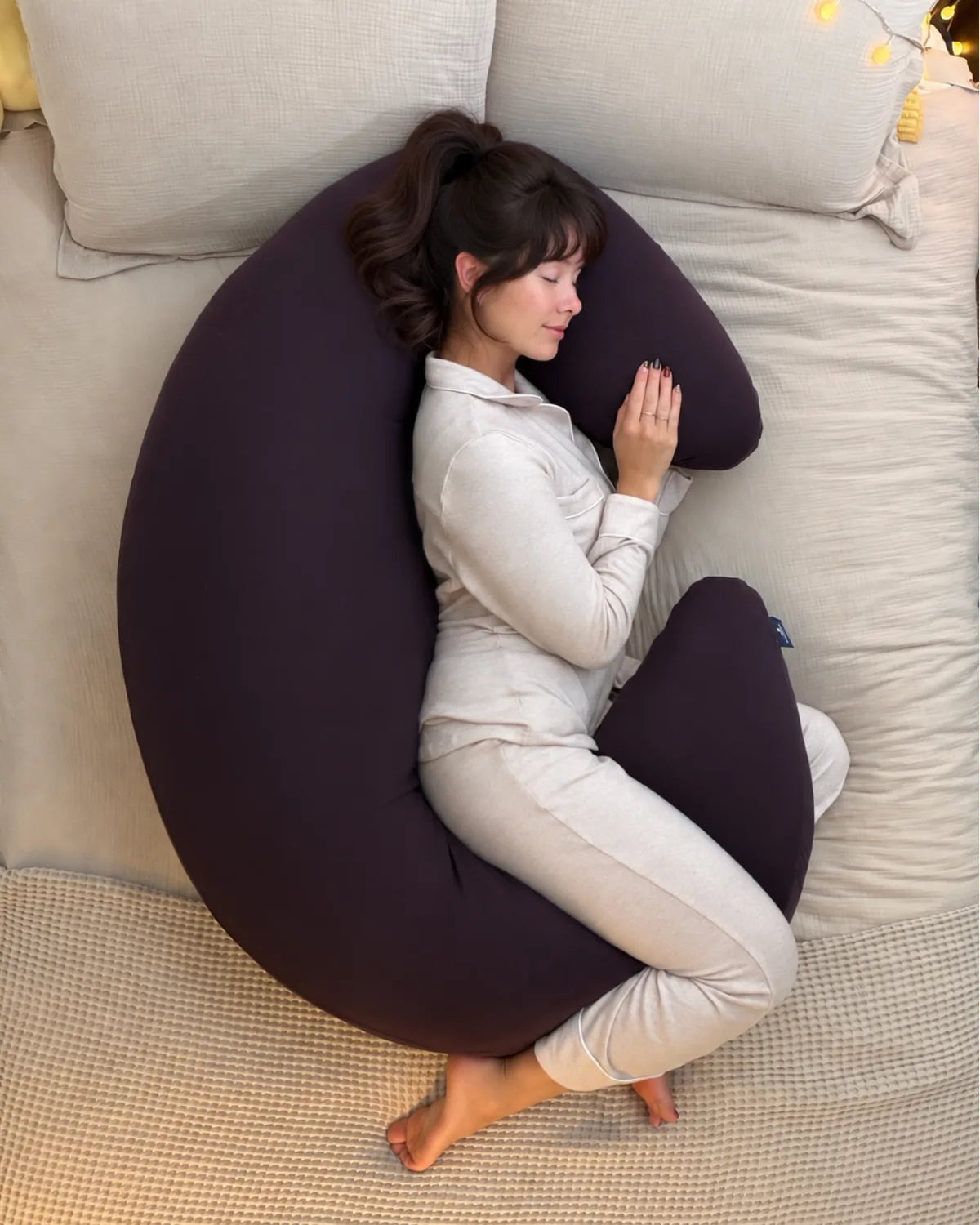 SnuggleMoon body pillow in Lunair Deep Plum cover – view 3