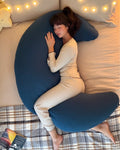 SnuggleMoon body pillow in EverMoon Indigo cover – view 1