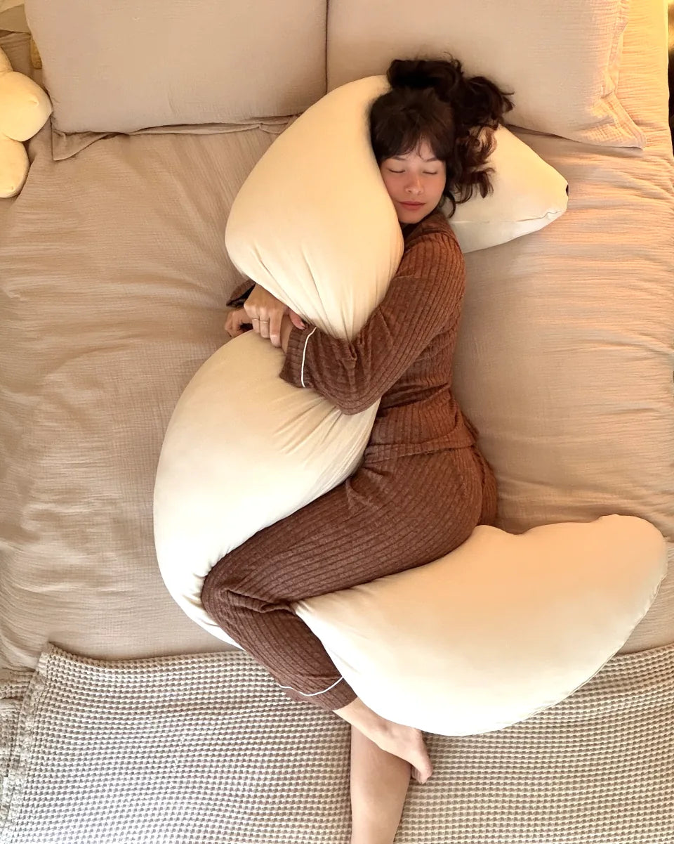 SnuggleMoon body pillow in EverMoon Ivory cover – view 2