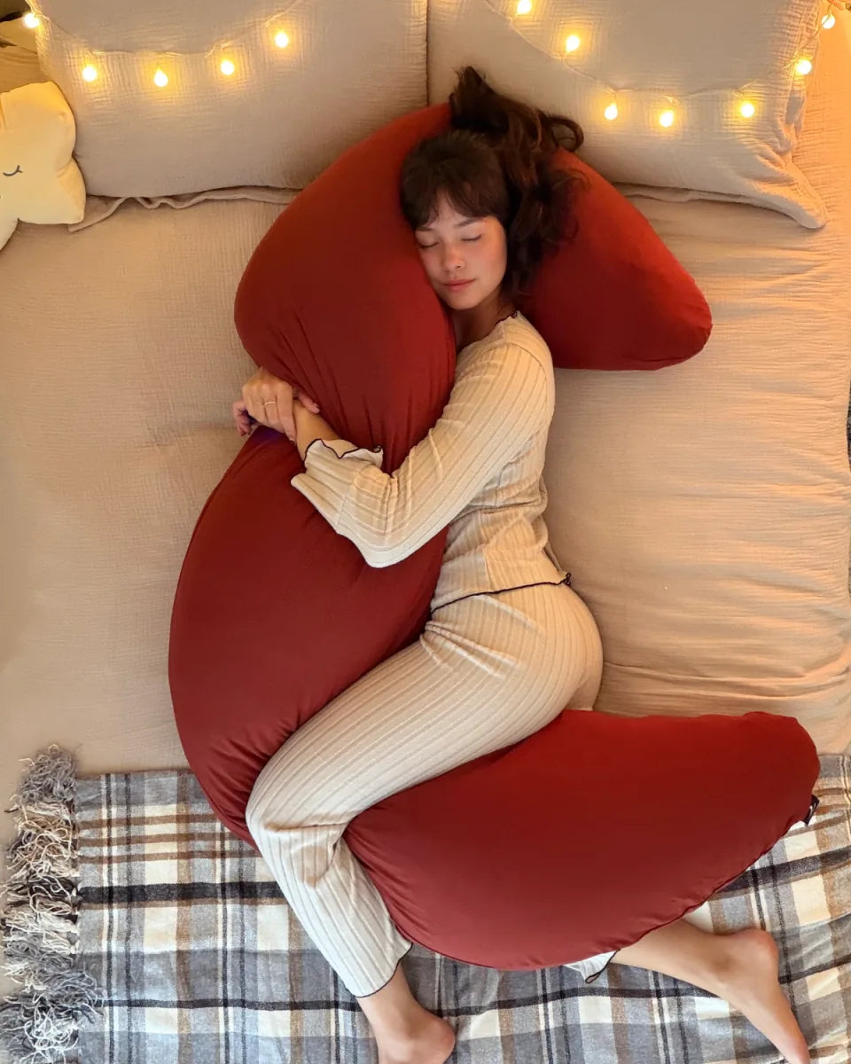 SnuggleMoon body pillow in EverMoon Rust cover – view 2
