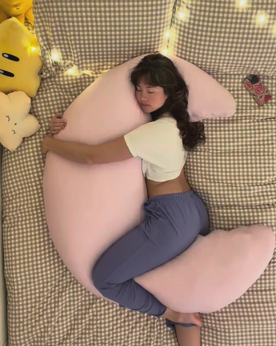 SnuggleMoon body pillow in Lunair Baby Pink cover – video