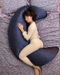 SnuggleMoon body pillow in Satin Midnight cover – view 1
