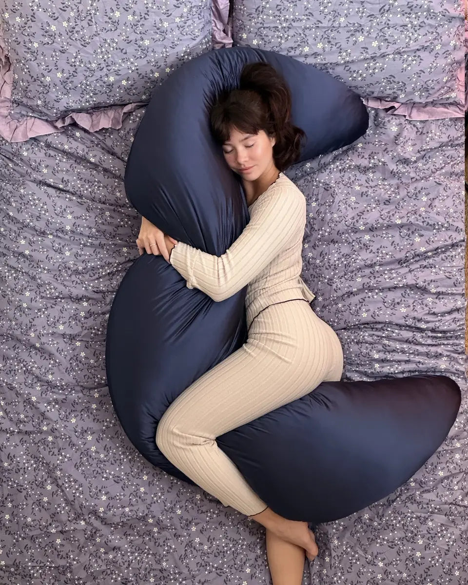 SnuggleMoon body pillow in Satin Midnight cover – view 2