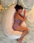 SnuggleMoon body pillow in Satin Silver Lavender cover – view 3